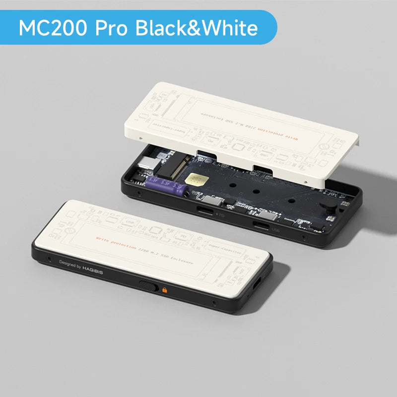 Hagibis M.2 NVMe SSDエンクロージャ 書き込み保護 USB C 3.2 Gen2 - NVMe PCI-E M.2 SSDケース 100W PD付き iPhone 16 15 Pro MacBook用