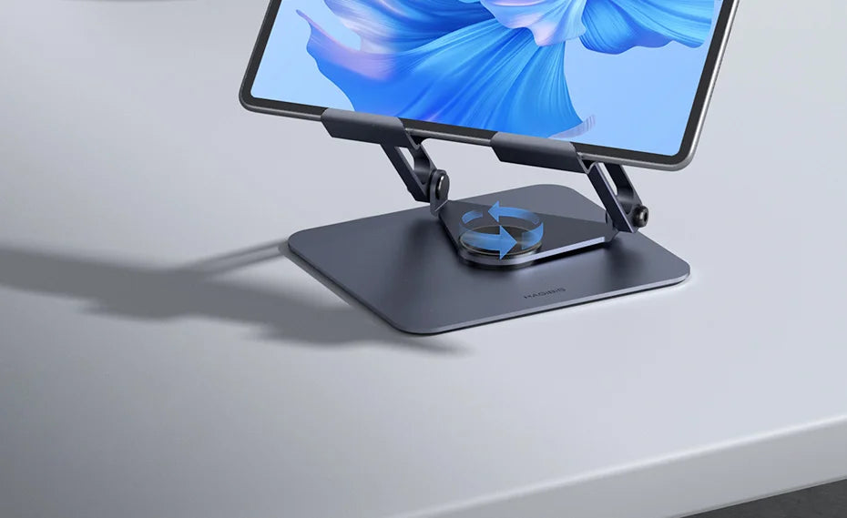 Hagibis 360°回転タブレットスタンド 調整可能なタブレットホルダー デュアルロッドサポート アルミニウム折りたたみ式クレードル iPad Pro Switch ROG用