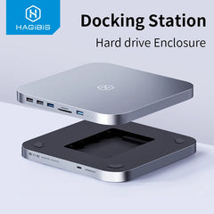 Hagibis USB C Hub with Hard Drive Enclosure Type-C Docking Station for Mac mini with 2.5 SATA NVME M.2 SSD Case DP USB3.0 M1/M2 - Intechlegent