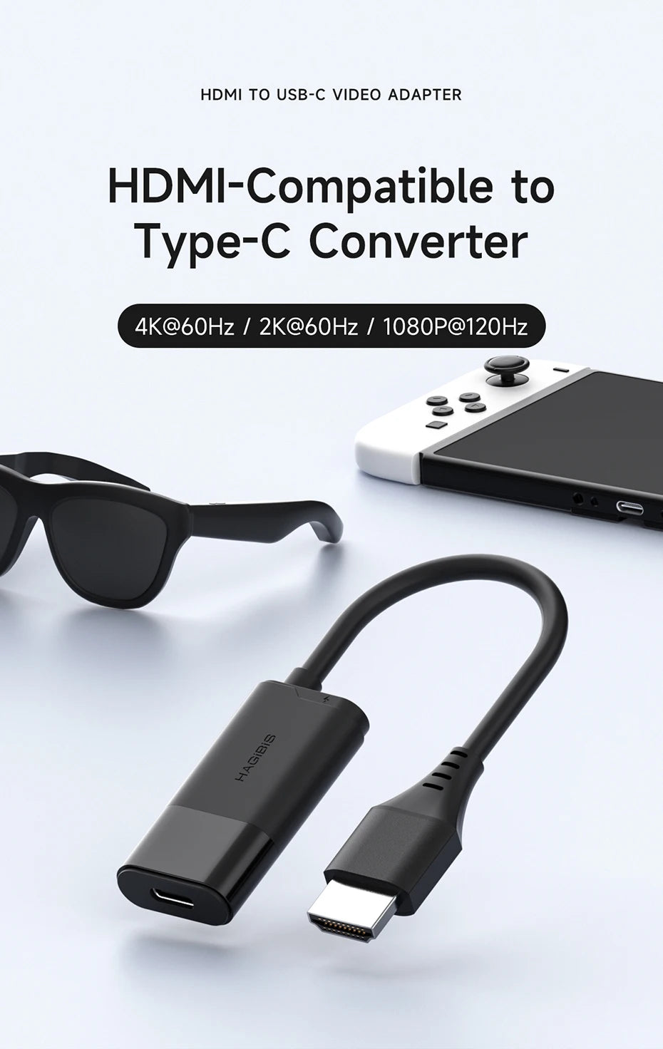 Hagibis HDMI to USB C Female Converter HDMI to  AR Glasses Adapter Charge and Play For Switch PS5 Xbox Rokid/Xreal/Thunderbird - Intechlegent