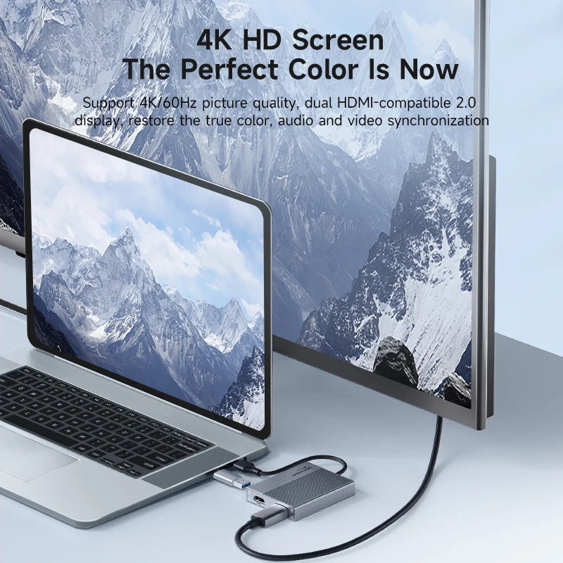 Hagibis USB-C/USB 3.0 to Dual HDMI-Compatible 4K Display Adapter Compatible with Apple M1 M2 Windows Mac DisplayLink DL6950 Chip - Intechlegent