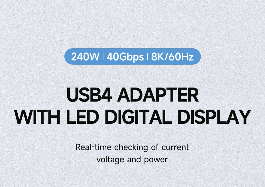 Hagibis LED Display 240W USB C Adapter Type C to USB C USB4 Connector 40Gbps 8K@60Hz for Thunderbolt 4/3 iPhone 16 Macbook Pro - Intechlegent
