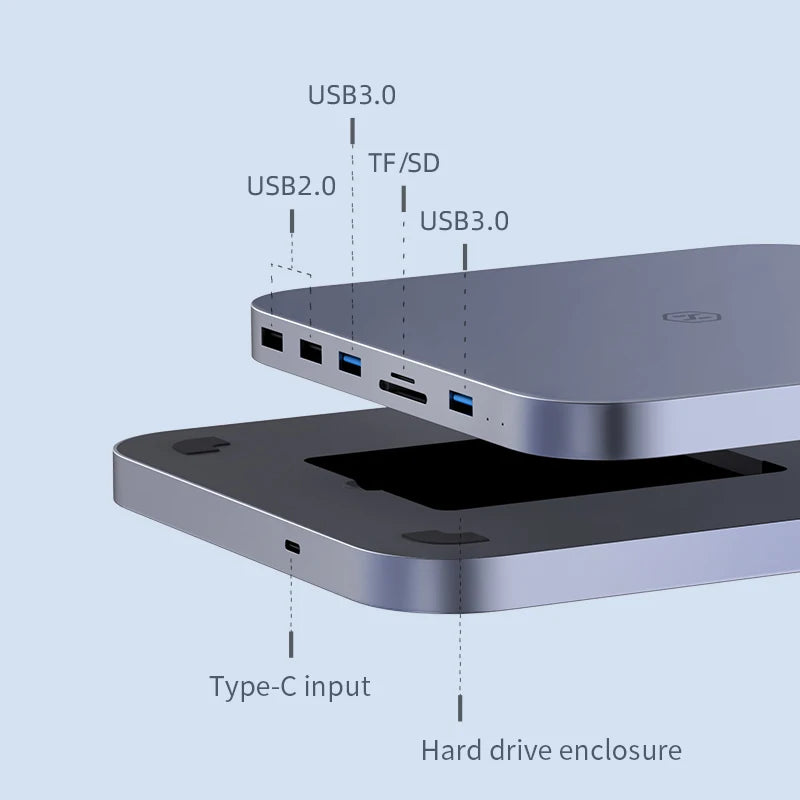 Hagibis USB C Hub with Hard Drive Enclosure Type-C Docking Station for Mac mini with 2.5 SATA NVME M.2 SSD Case DP USB3.0 M1/M2 - Intechlegent